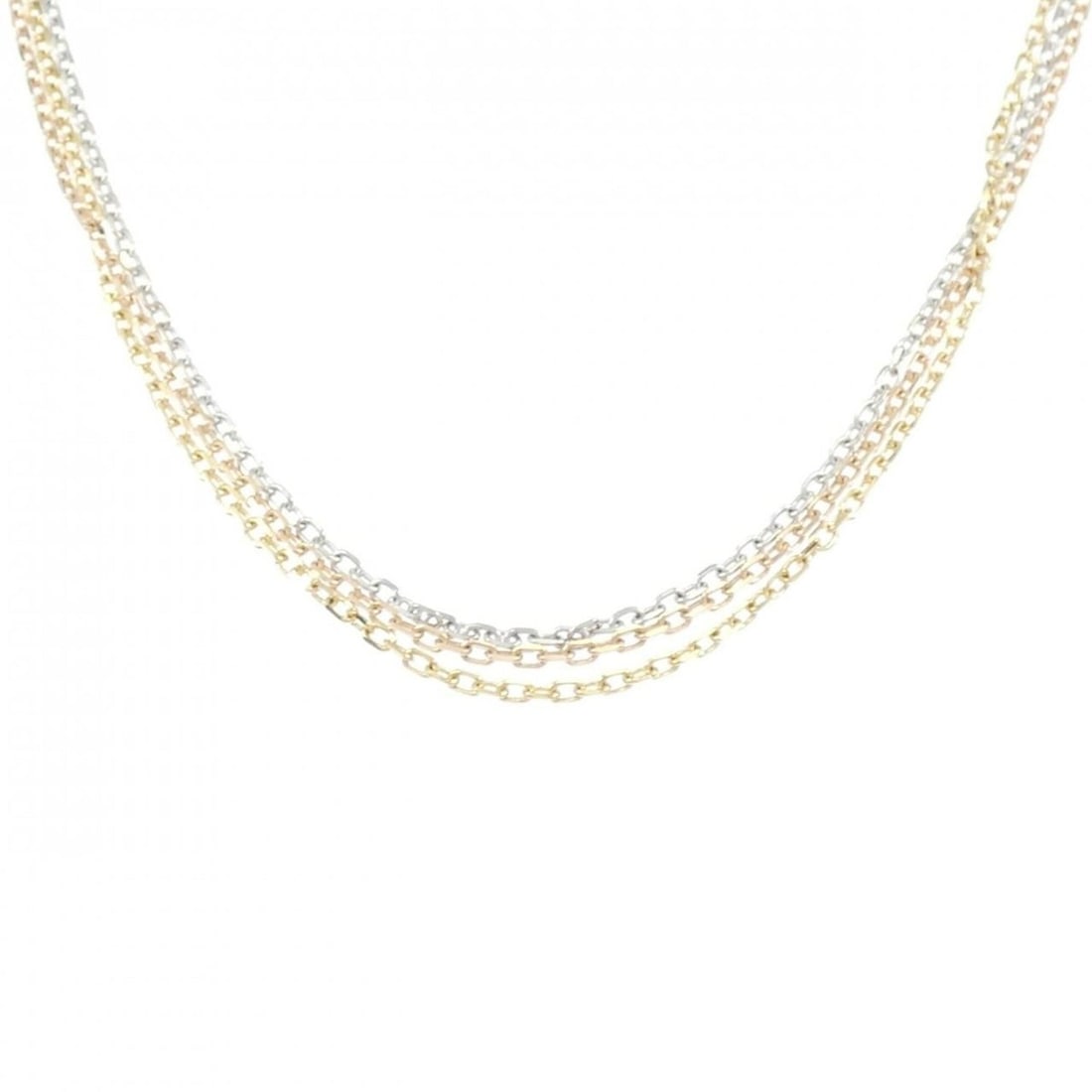 Cartier Trinity Necklace: --- Catalog ---Category: SizeNeck Circumference: 55 cm / 21.65''Category: DesignColor: Pink gold, White gold, Yellow goldGender: WomenMaterial: Pink gold (18K), White gold (18K), Yellow gold (18K)Neck