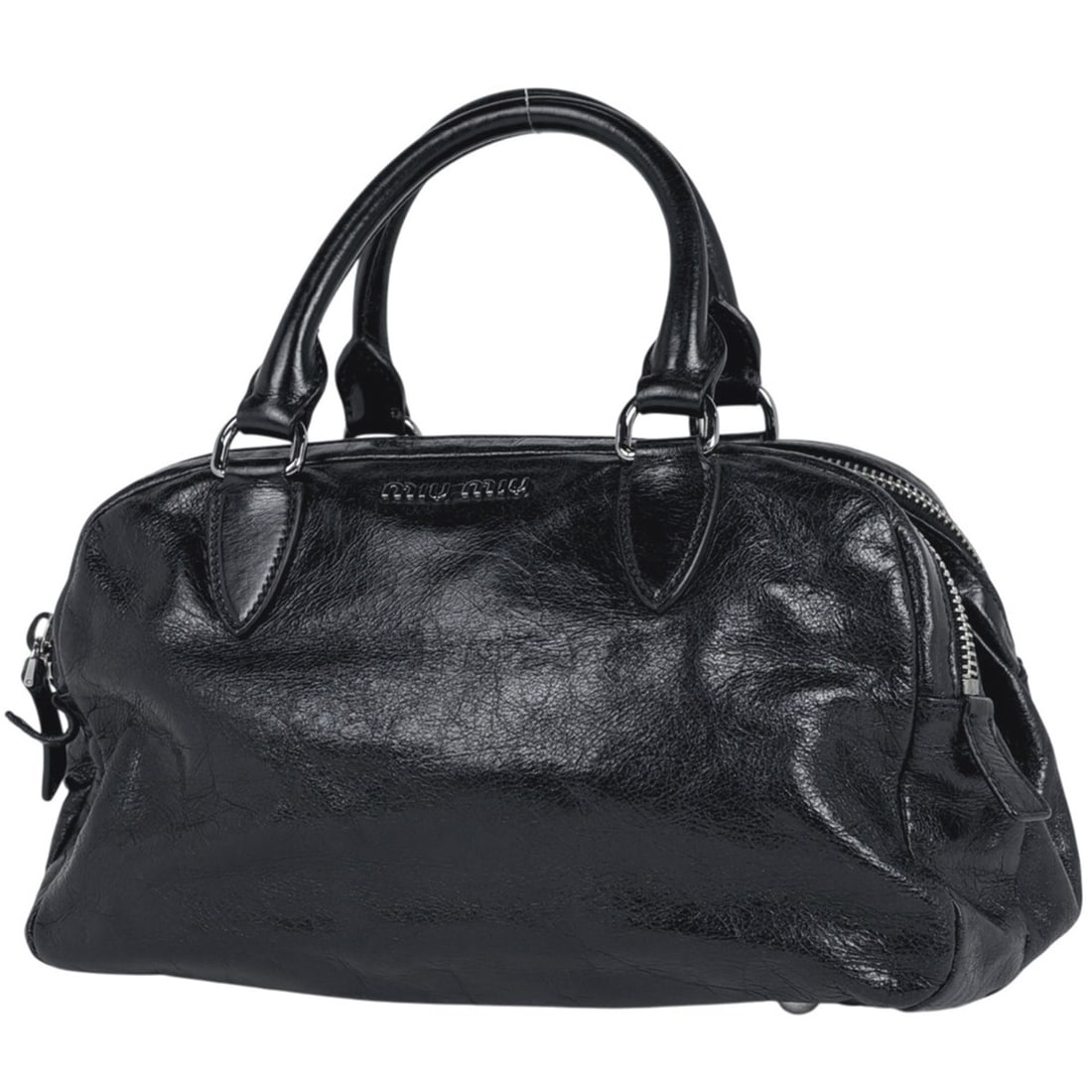 Miu Miu Miu logo handbag, black leather, for women. (1 of 10)