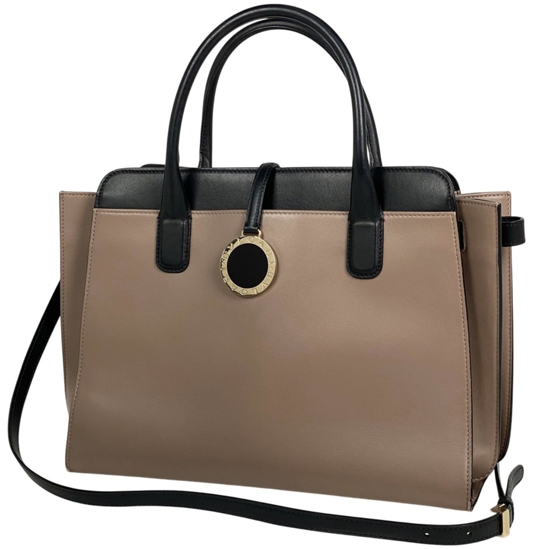BVLGARI Alba Tote Bag, 2-Way Shoulder Leather, Beige, Black, Women's: --- Catalog ---Category: SizeSize (HxWxD): 24cm x 35cm x 12.5cm / 9.44'' x 13.77'' x 4.92''Category: DesignType: Shoulder bag, Tote bagColor: BeigeGender: WomenMaterial: Leather Category: GeneralLine: