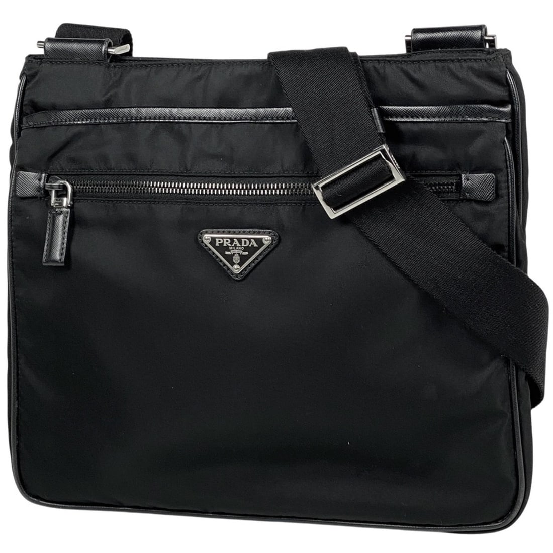 Prada VA953M Women's Logo Plate Shoulder Bag, Crossbody Nylon Bag in Black (1 of 8)