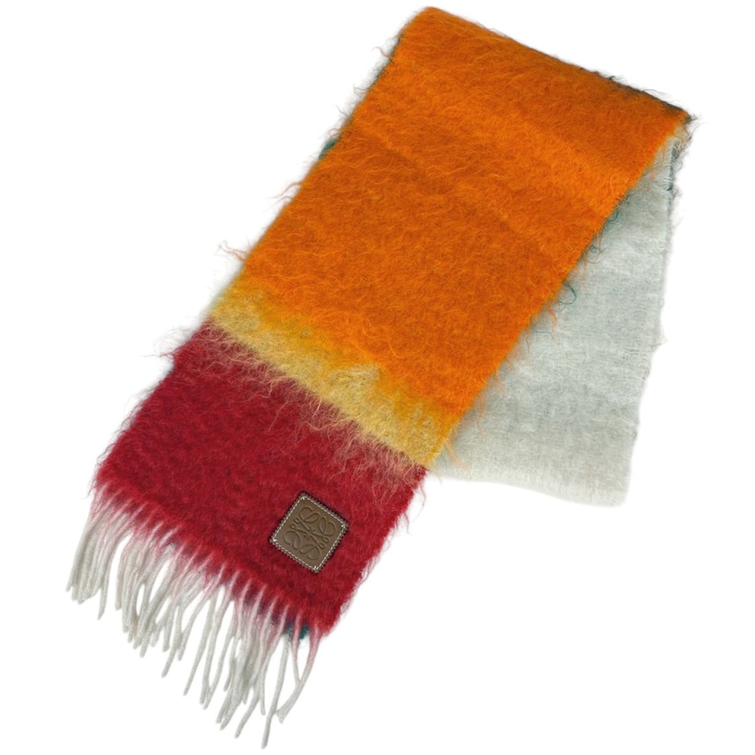 LOEWE Logogram Scarf, Mohair, Wool, and Nylon, Red, Multicolor, Women's (1 of 14)