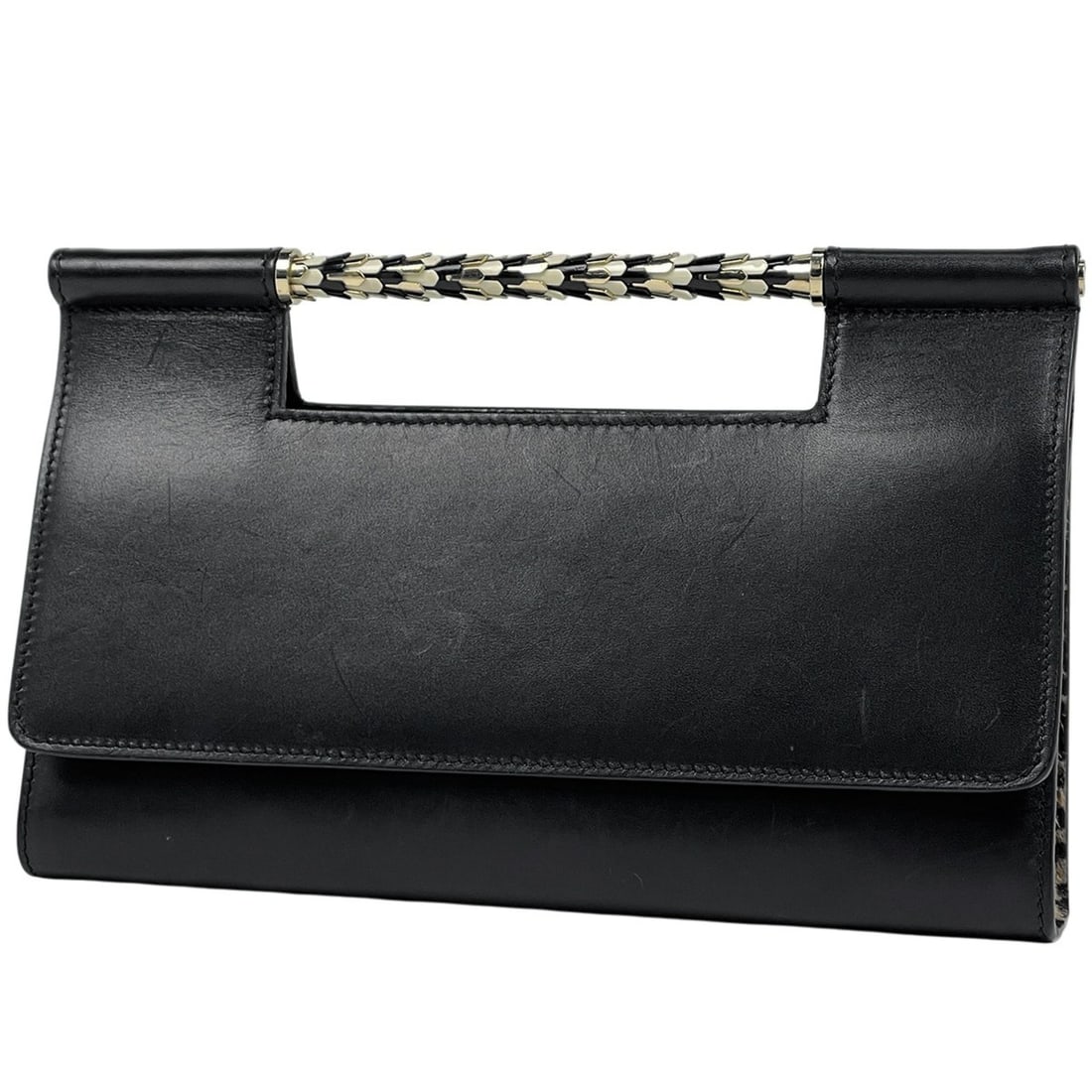 BVLGARI Serpenti Scaglie Handbag, Leopard Print Leather, Black, Women's: --- Catalog ---Category: SizeSize (HxWxD): 15cm x 23.5cm x 4cm / 5.9'' x 9.25'' x 1.57''Category: DesignType: HandbagColor: BlackGender: WomenMaterial: Leather Category: GeneralBrand: Bvlgari--- Item
