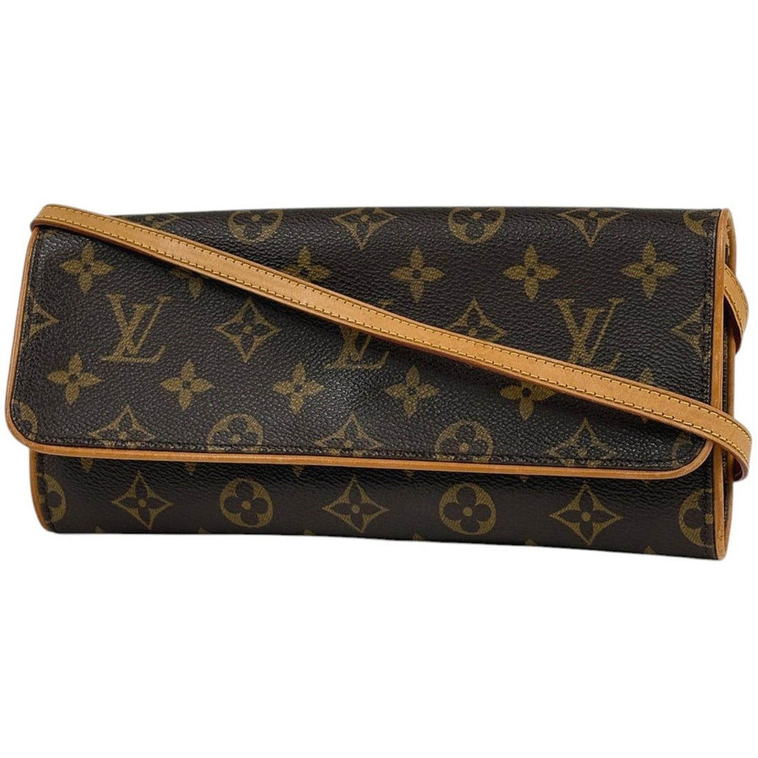 Louis Vuitton Pochette Twin GM Clutch/Shoulder Bag, Monogram Brown, M51852, Women's (1 of 12)