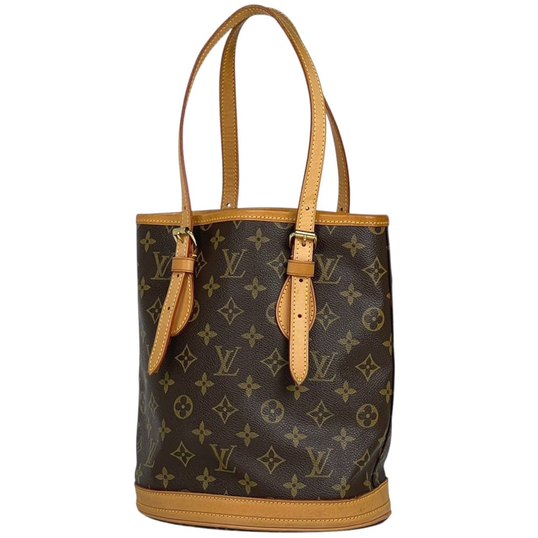 Louis Vuitton Petit Bucket PM Shoulder Bag, Tote Monogram Brown, M42238, Women's: --- Catalog ---Category: SizeSize (HxWxD): 26cm x 22.5cm x 16cm / 10.23'' x 8.85'' x 6.29''Category: DesignType: Shoulder bag, Tote bagColor: Brown, MonogramGender: WomenMaterial: Monogram , Leather C