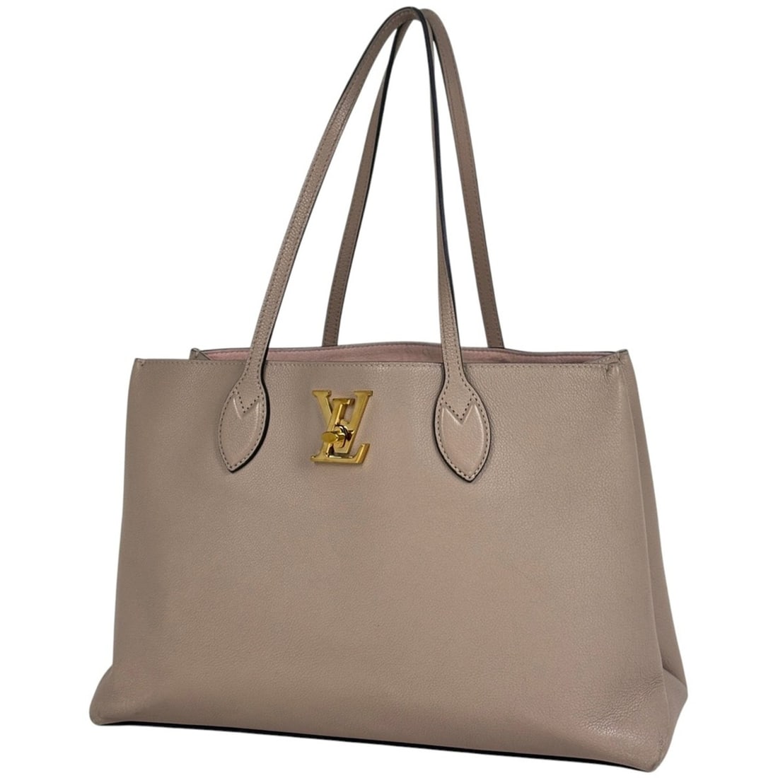 Louis Vuitton Lockme Shopper Shoulder Bag/Tote Bag in Beige Leather, M57346, Women's: --- Catalog ---Category: SizeSize (HxWxD): 27cm x 40.5cm x 14.5cm / 10.62'' x 15.94'' x 5.7''Category: DesignType: Shoulder bag, Tote bagColor: BeigeGender: WomenMaterial: Leather Category: GeneralMPN
