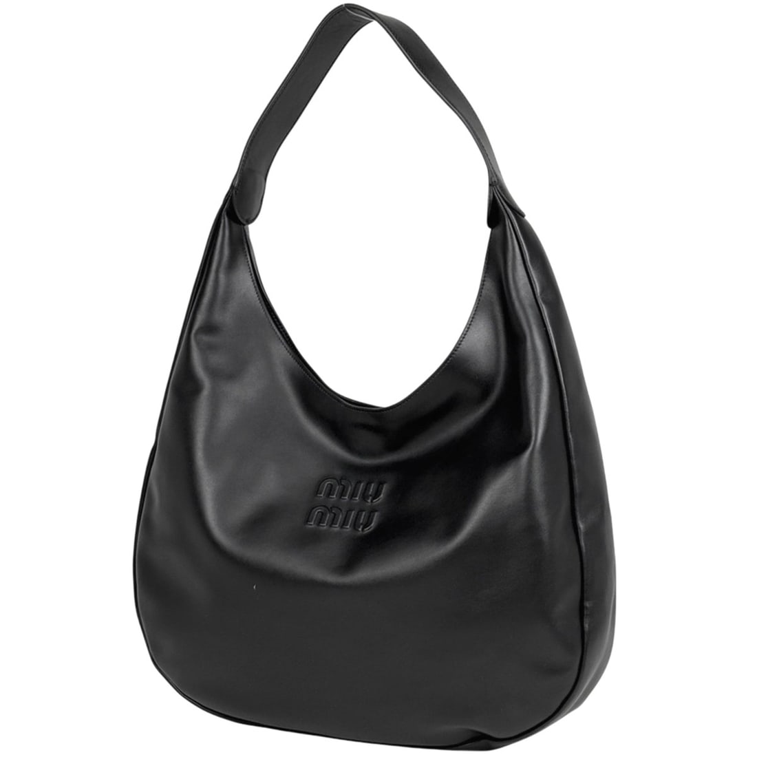 Miu Miu Miu Hobo Shoulder Bag, One-Shoulder Logo Re-NYLON Leather Black, 5BC155, Women's (1 of 11)