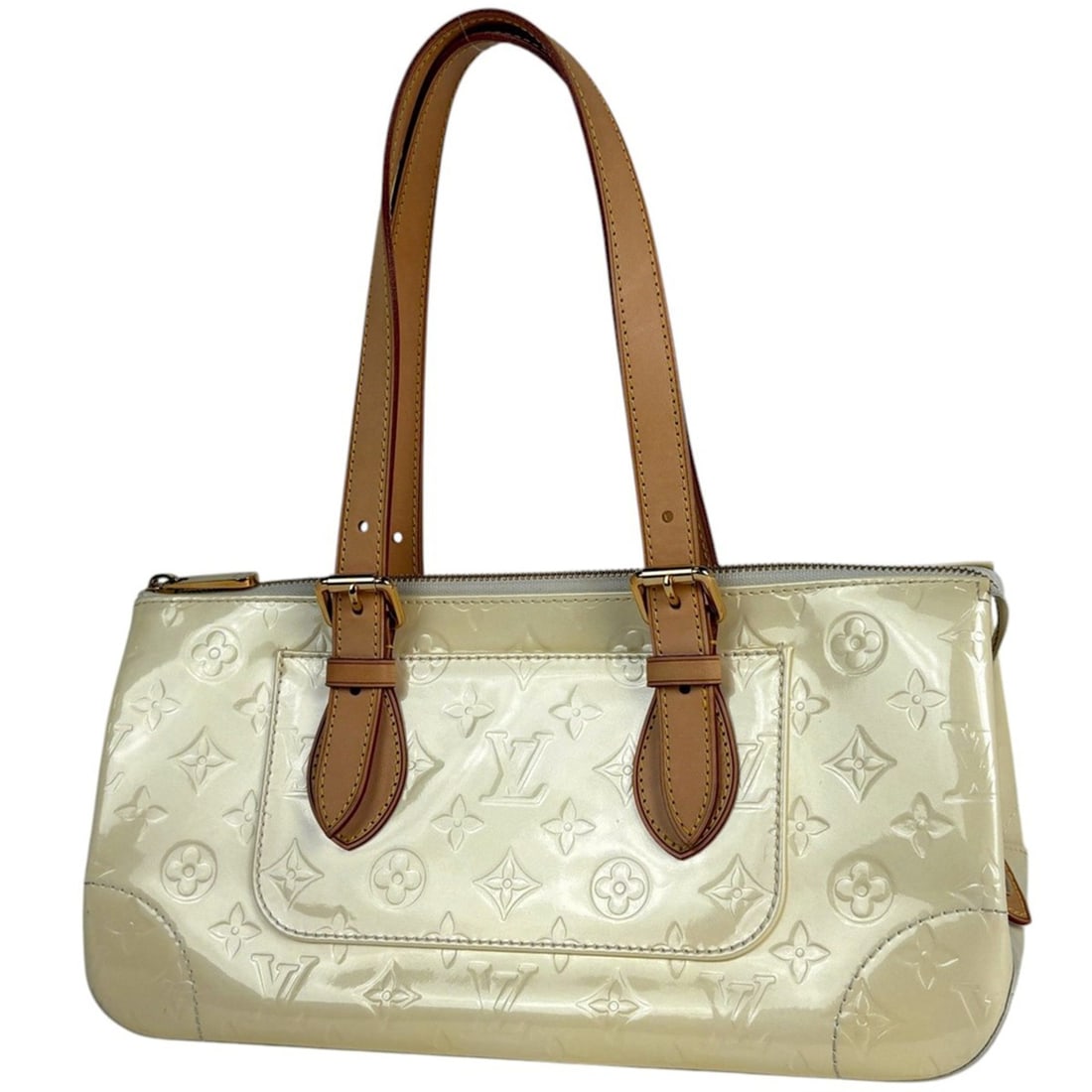 Louis Vuitton Rosewood Avenue Handbag, Enamel Patent Leather Shoulder Bag, Monogram Vernis Perle: --- Catalog ---Category: SizeSize (HxWxD): 16cm x 32cm x 14cm / 6.29'' x 12.59'' x 5.51''Category: DesignType: Handbag, Shoulder bagColor: PearlGender: WomenMaterial: Monogram Vernis Category: General