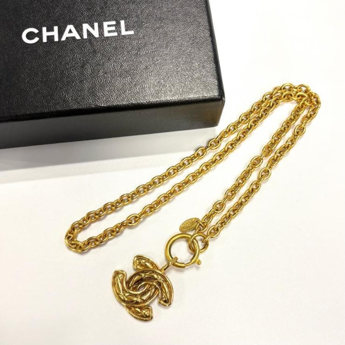 CHANEL Matelasse Vintage Coco Mark Necklace in GP Gold (1 of 8)