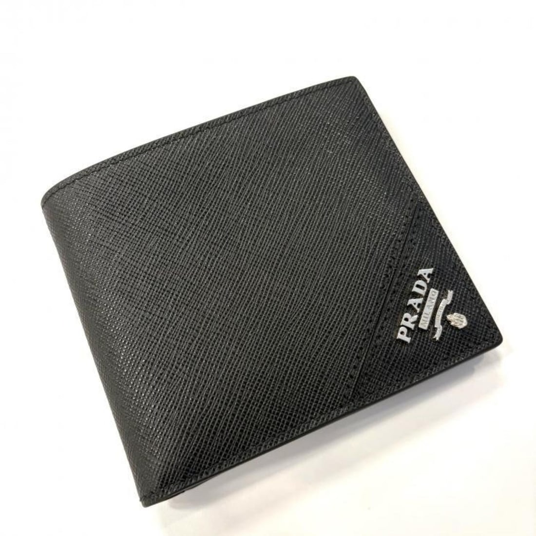 Prada Saffiano Black Nero Logo Bifold Wallet 2MO738 Men's (1 of 10)