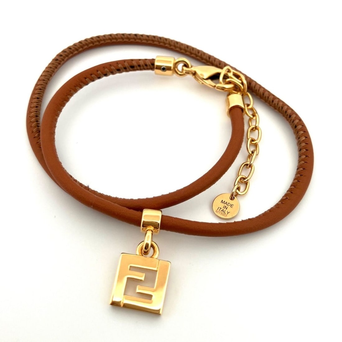FENDI FOREVER Bracelet 8AK630 Leather FF Logo (1 of 8)