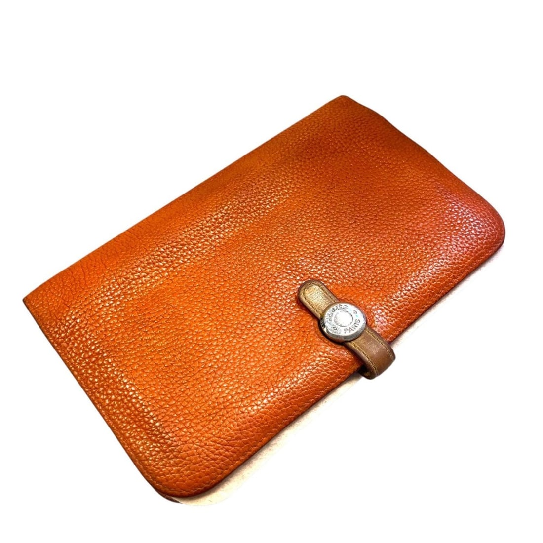 Hermes Hermès Dogon GM Togo Orange Pouch Long Wallet with T Stamp (1 of 9)