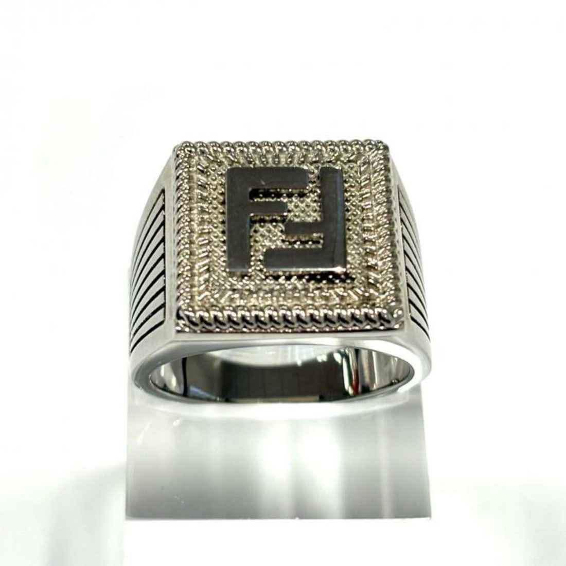 FENDI FF logo silver ring 2 Made in Italy Fendi (1 of 10)