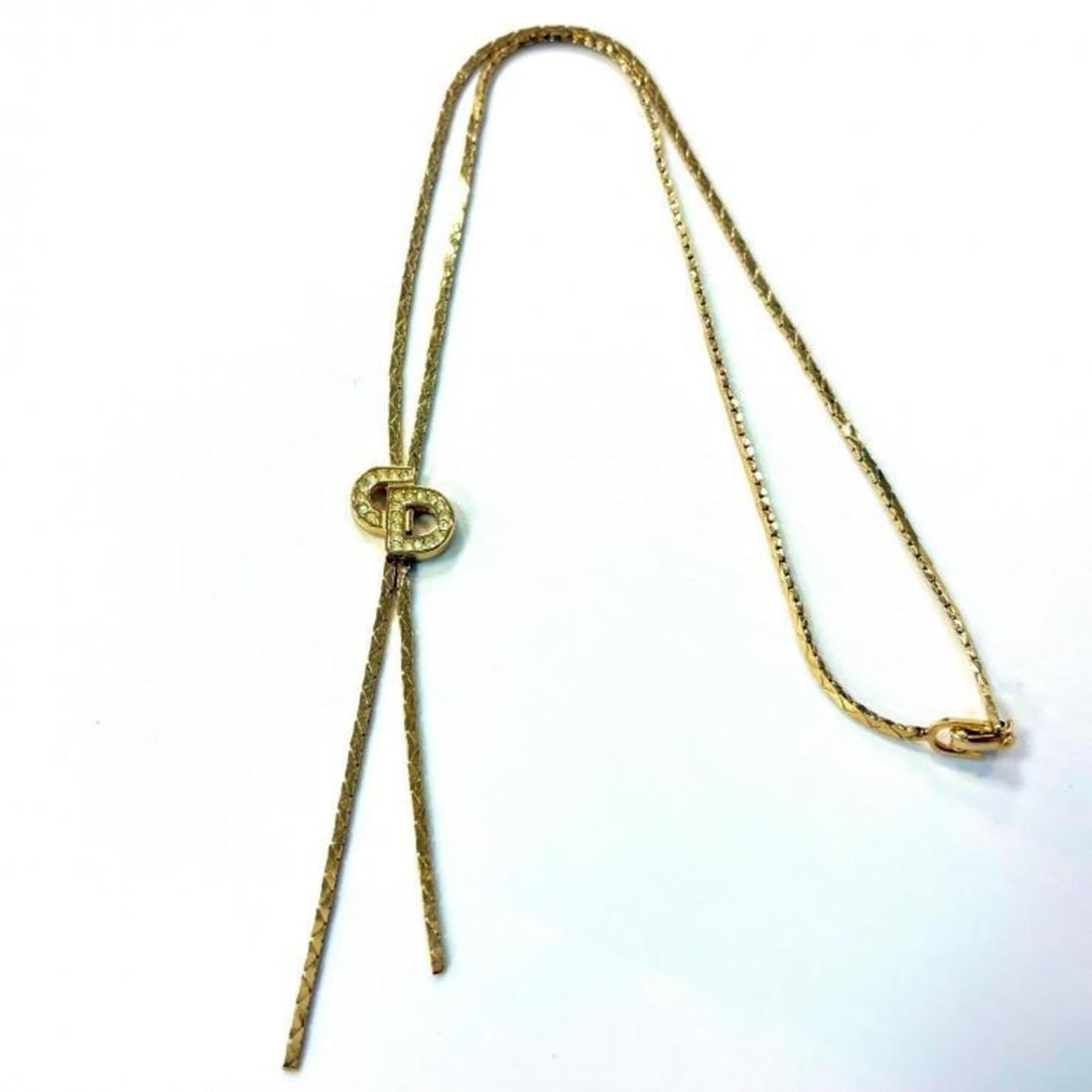 Christian Dior CD logo rhinestone necklace in gold. Vintage Dior. (1 of 8)