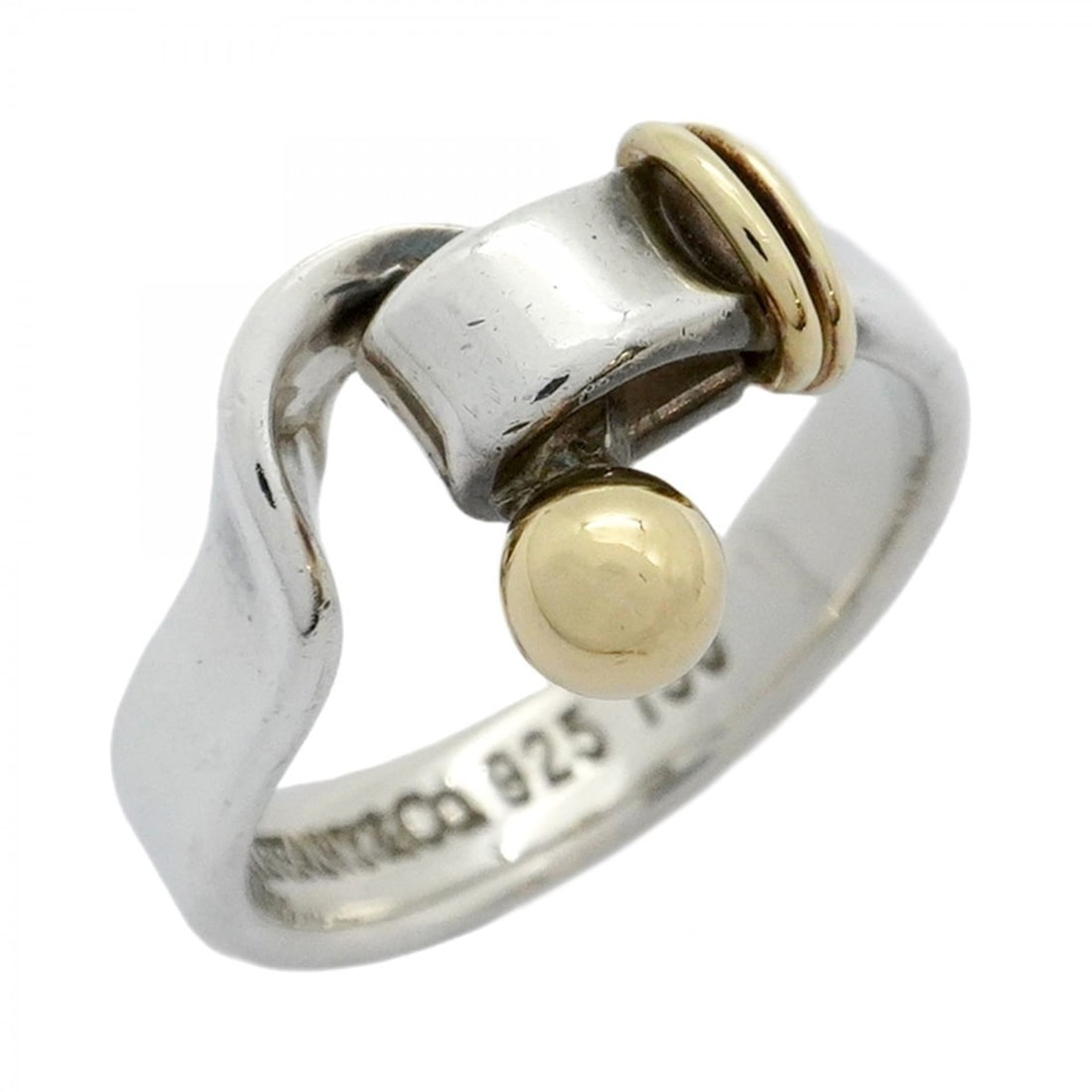 Tiffany Hook & Eye Ring, 18K Yellow Gold and 925 Silver, Size 7, Women's (1 of 10)