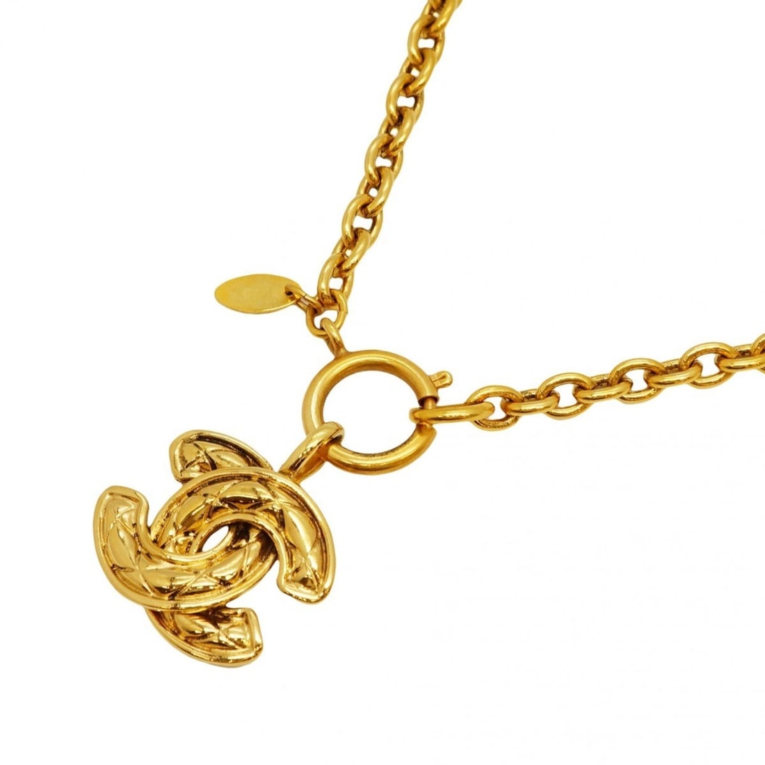 Chanel Coco Mark Matelasse Necklace, GP Plated, Gold, Women's: --- Catalog ---Category: SizePendant Size: 35.6mm x 30.5mm / 1.4'' x 1.2''Neck Circumference: 57.5 cm / 22.63''Category: DesignColor: GoldGender: WomenMaterial: Gold platingNecklace Type: NecklaceCate