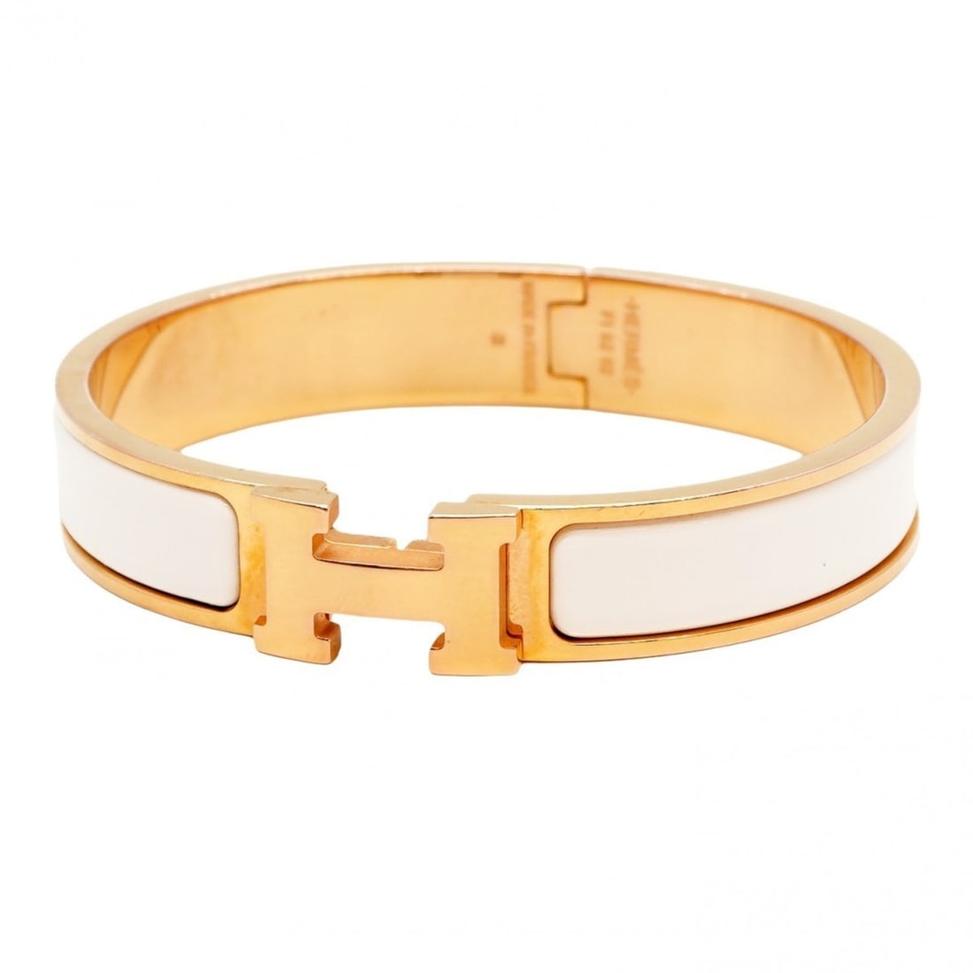 Hermes Click Cluck PM Bangle in GP-plated Gold and White for Women (1 of 11)