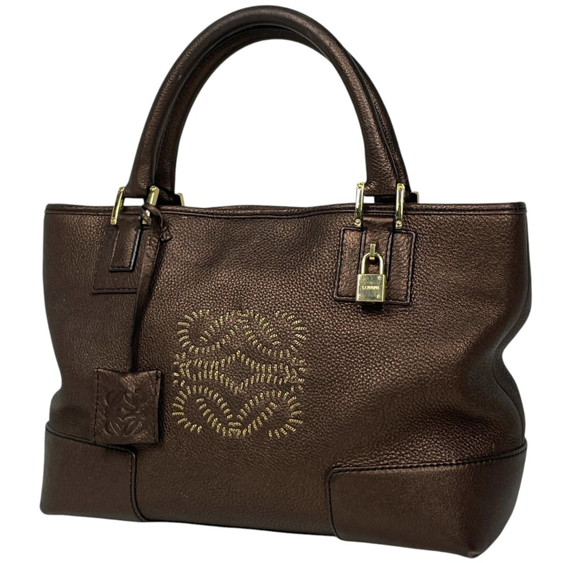 LOEWE Amazona 28 Anagram Metallic Handbag in Brown Leather for Women (1 of 11)