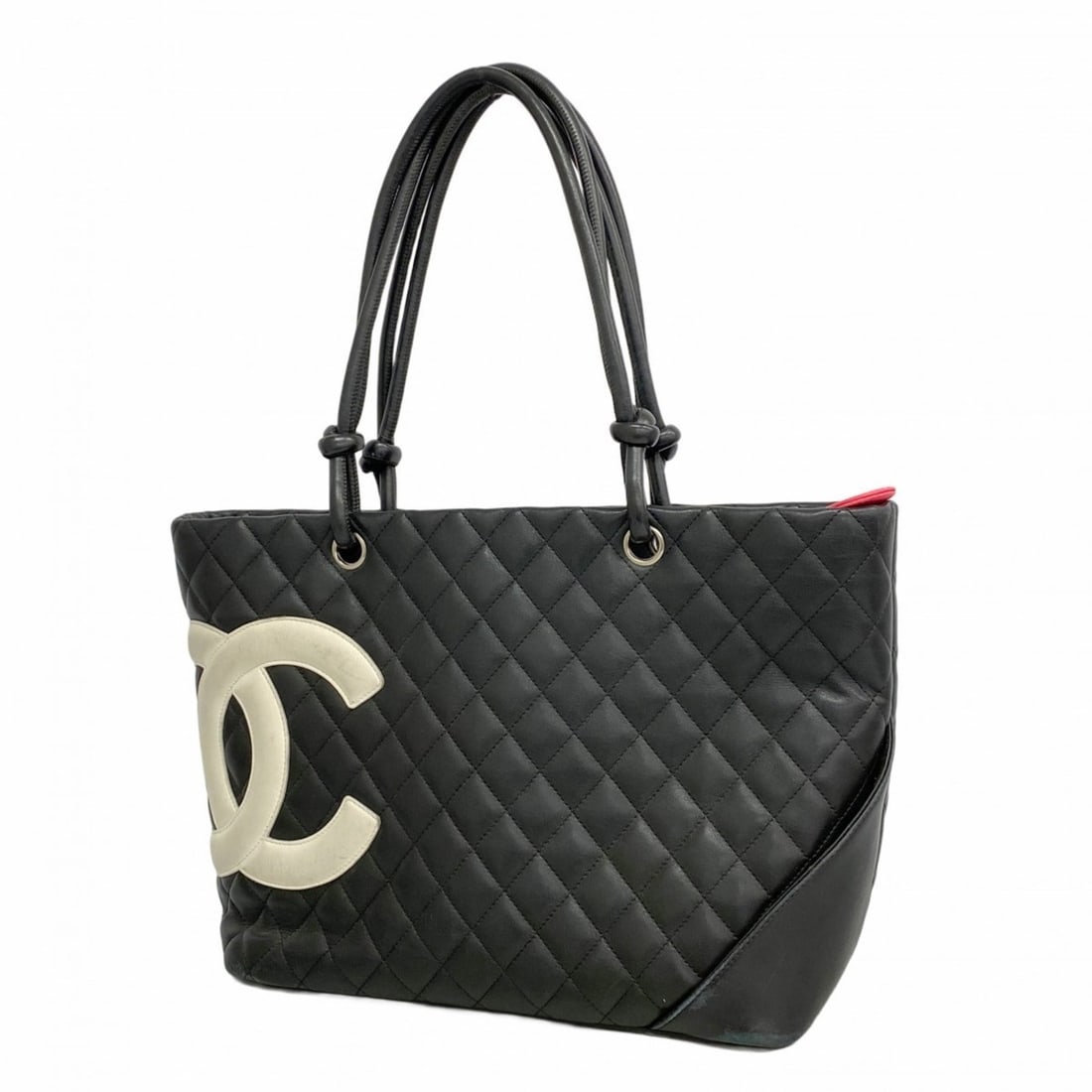 Chanel Cambon Tote Bag, Lambskin, Black, Women's, P2154600 (1 of 13)
