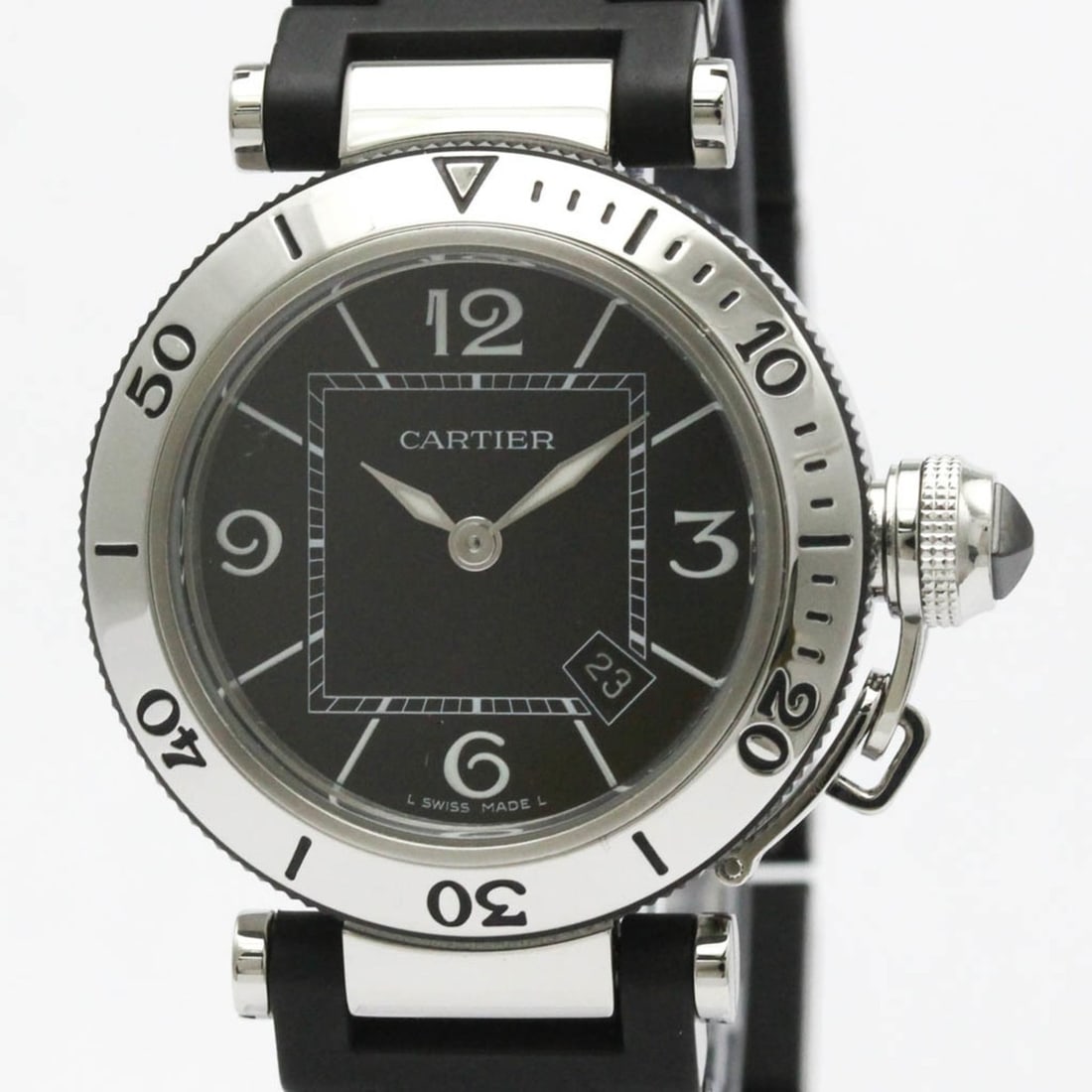 CARTIER Pasha Seatimer Steel Quartz Ladies Watch W3140003 Polished (1 of 8)