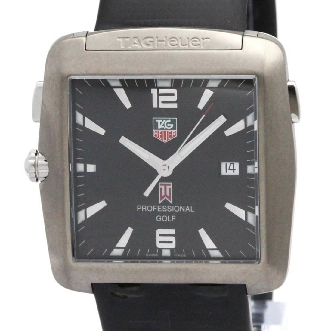 TAG HEUER Professional Golf Tiger Woods LTD Watch WAE111: --- Catalog ---Category: SizeCase Diameter: 36mm / 1.42''Category: DesignType: WristwatchStyle: SportGender: MenColor (Dial): BlackMaterial (Band): RubberMaterial (Case): Stainless steelCategory: Gene