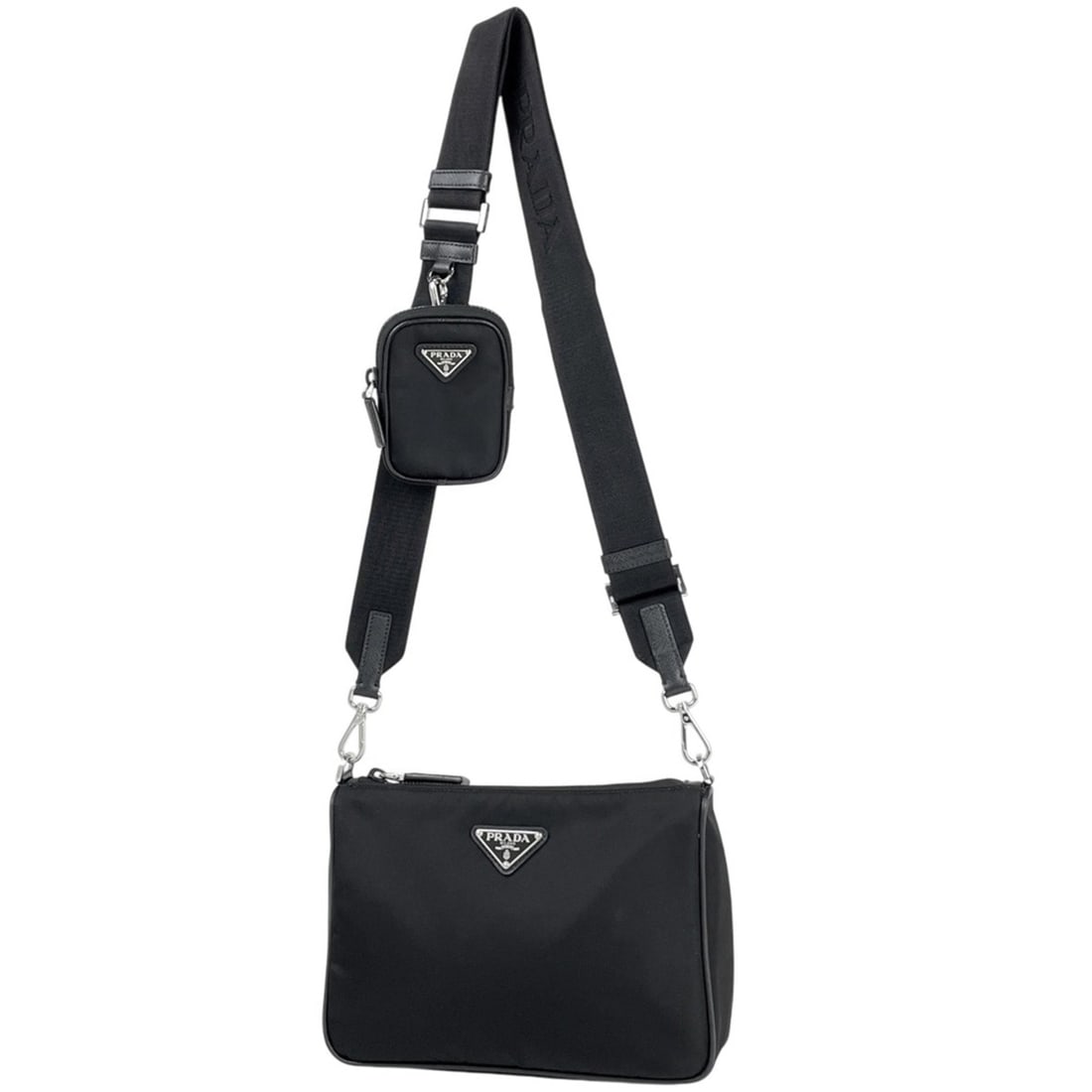 Prada RE NYLON Shoulder Bag with Logo Plate, Crossbody, Nylon (Black) for Women (1 of 10)