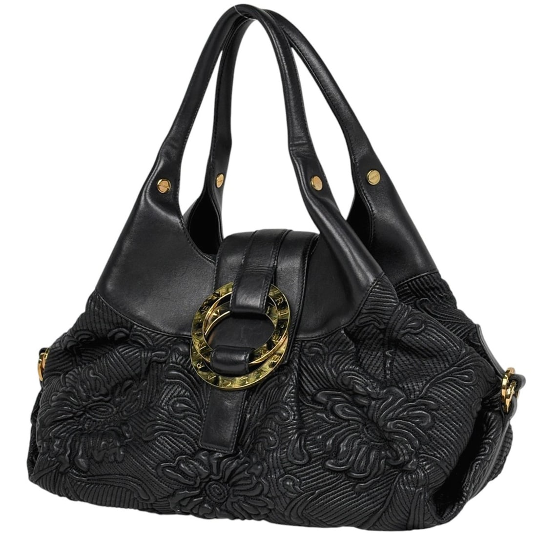 BVLGARI Chandra Handbag Shoulder Bag Leather Black Women's: --- Catalog ---Category: SizeSize (HxWxD): 23cm x 36cm x 12cm / 9.05'' x 14.17'' x 4.72''Category: DesignType: Handbag, Shoulder bagColor: BlackGender: WomenMaterial: Leather Category: GeneralLine: Ch