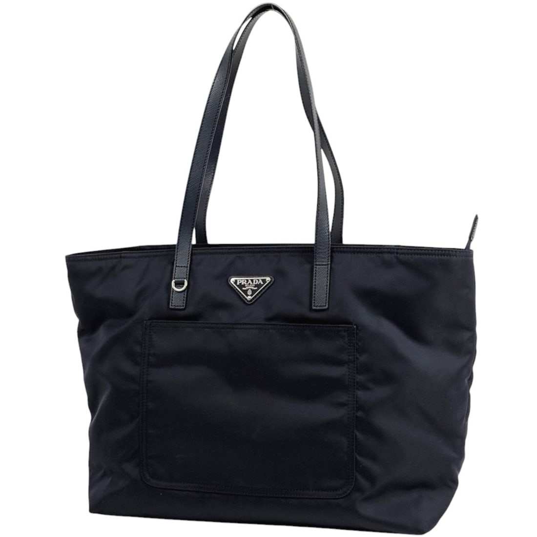 Prada logo plate tote bag, shoulder nylon, navy, 1BG052, women's (1 of 8)