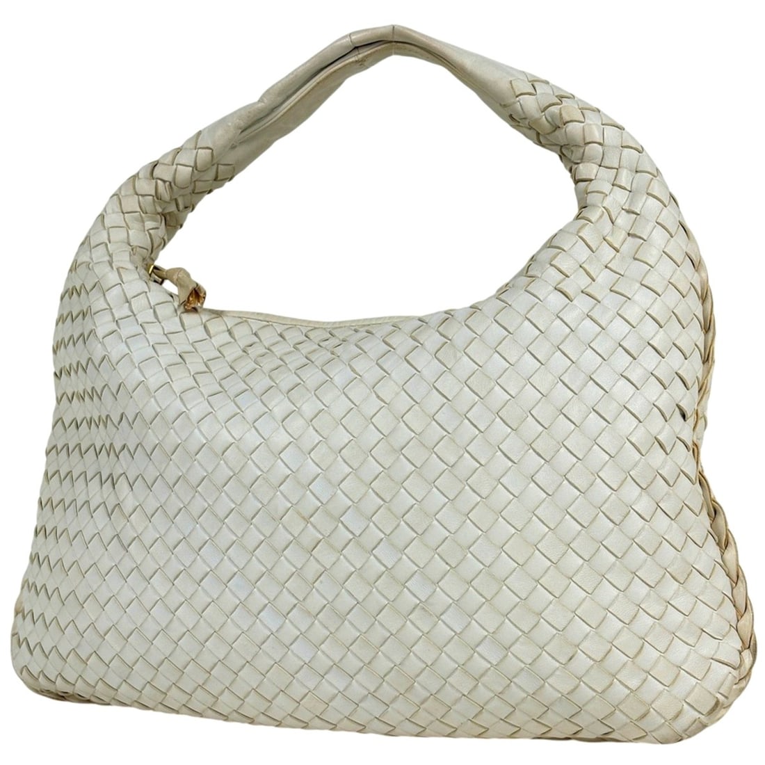 Bottega Veneta Intrecciato Shoulder Bag, Handbag, Leather, White, 115653, Women's (1 of 11)