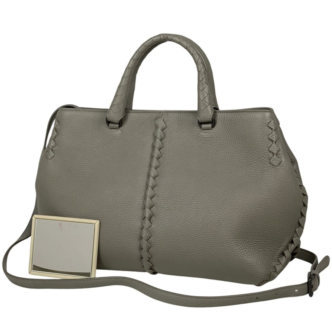 Bottega Veneta Intrecciato Handbag, 2-Way Shoulder Bag, Gray Leather, Women's: --- Catalog ---Category: SizeSize (HxWxD): 22cm x 32cm x 12cm / 8.66'' x 12.59'' x 4.72''Category: DesignType: Handbag, Shoulder bagColor: GrayGender: WomenMaterial: Intrecciato Inner Pocket: Zipper p
