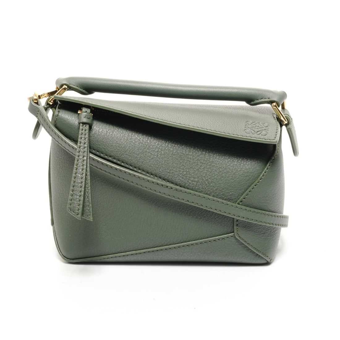 LOEWE Puzzle Bag, Small, Classic Calfskin, Anagram Handbag, Green (1 of 12)