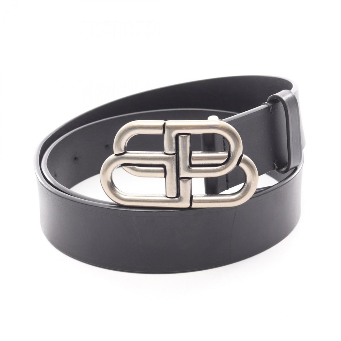 Balenciaga BB logo buckle belt, leather, men's, black (1 of 10)