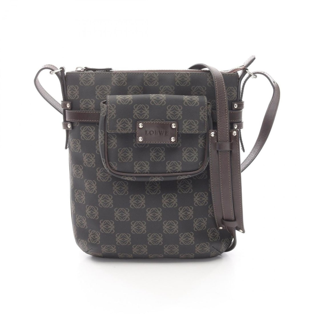 LOEWE Anagram Shoulder Bag, Coated Canvas and Leather, Women's, Brown: --- Catalog ---Category: SizeSize (HxWxD): 27cm x 22cm x 6cm / 10.62'' x 8.66'' x 2.36''Category: DesignType: Shoulder bagColor: BrownGender: WomenMaterial: Coated canvas , Leather Category: GeneralBr