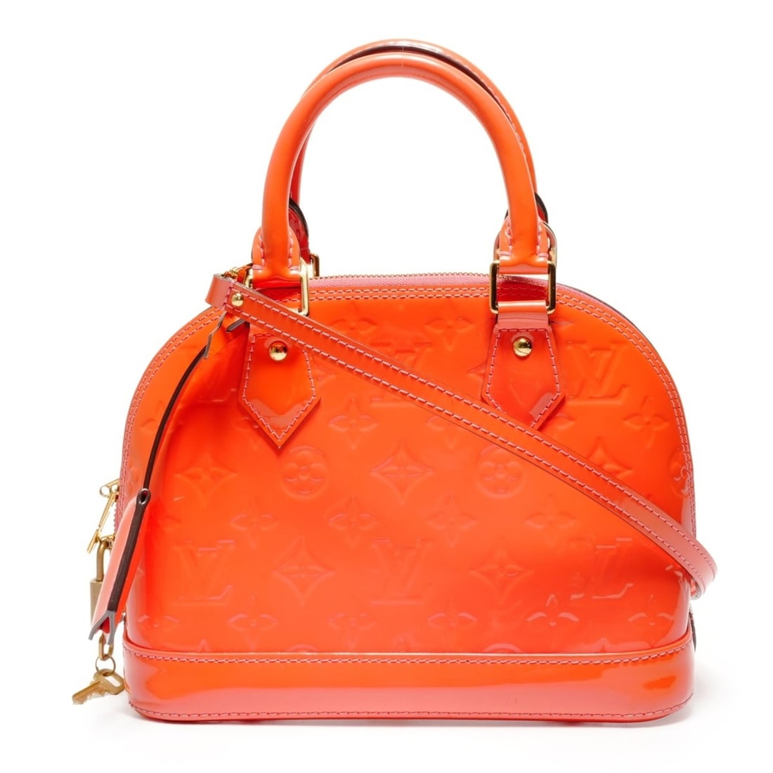Louis Vuitton Alma BB Vernis Monogram Shoulder Bag, Orange, 2015: --- Catalog ---Category: SizeHandle Drop: 9.00cm / 3.54''Size (HxWxD): 17cm x 23cm x 11cm / 6.69'' x 9.05'' x 4.33''Category: DesignType: Shoulder bagColor: OrangeGender: WomenMaterial: Vernis Categor