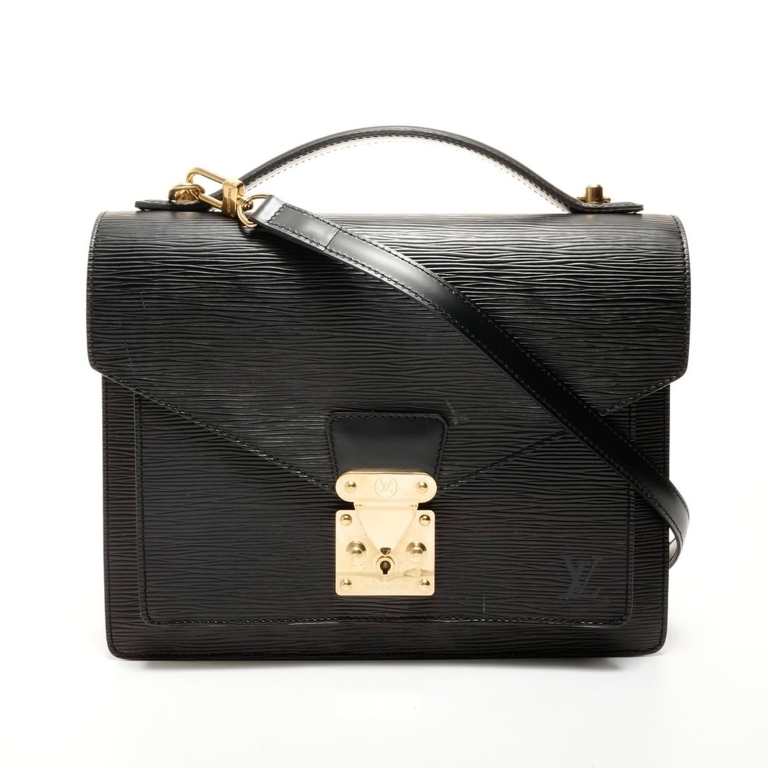 Louis Vuitton Epi Leather Pochette Serie Dragonne Shoulder Bag, Black, 2000: --- Catalog ---Category: SizeHandle Drop: 4.00cm / 1.57''Size (HxWxD): 22cm x 28cm x 5cm / 8.66'' x 11.02'' x 1.96''Strap Length: 102cm - 120cm / 40.15'' - 47.24''Category: DesignType: Pochette, Shoul