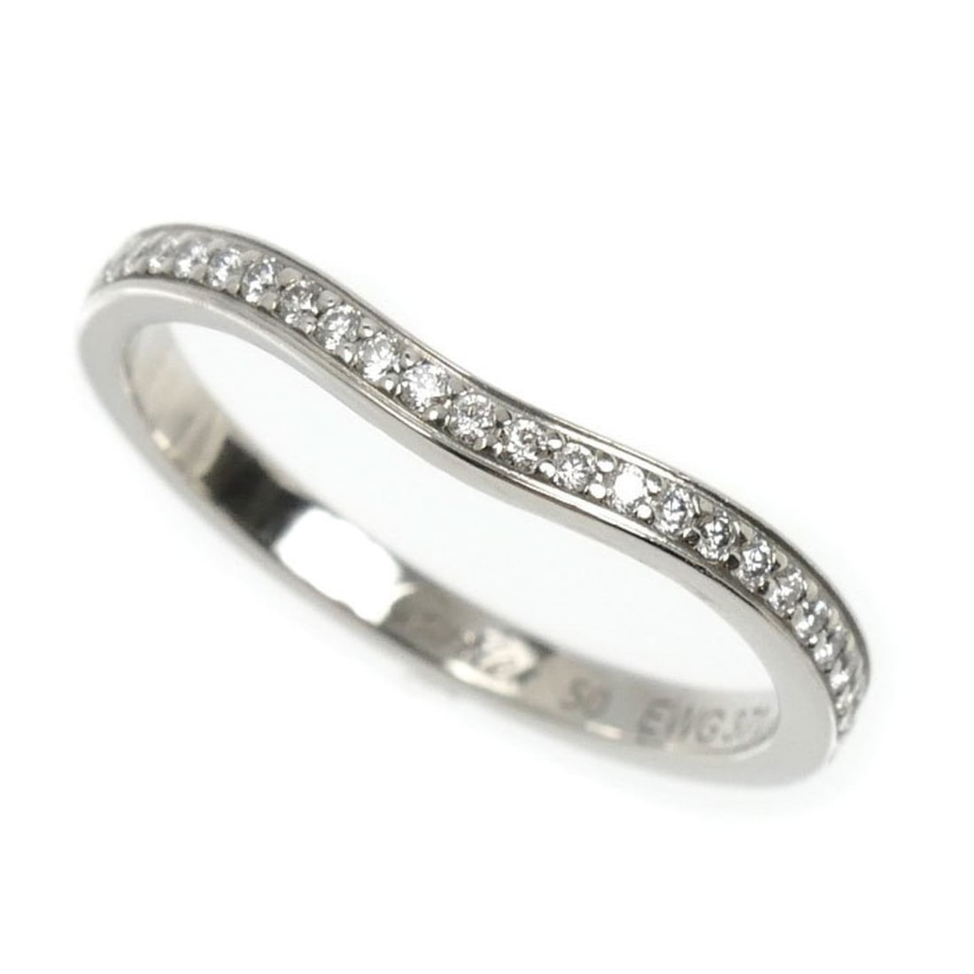 CARTIER Pt950 Platinum Ballerina Curve Half Eternity Diamond Ring, B4093050, Size 10, 50cm, 2.8g, (1 of 16)