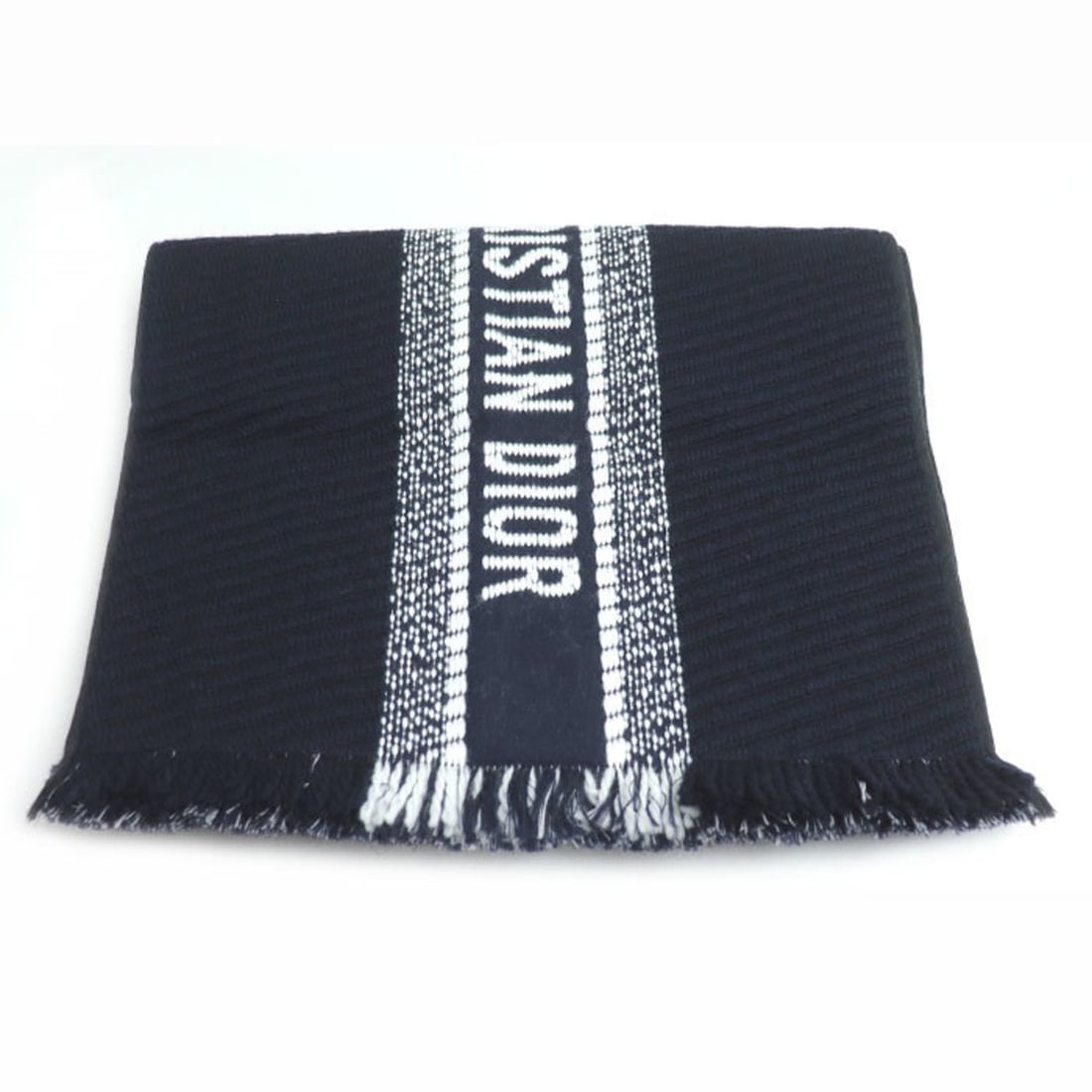 Christian Dior Dior Logo Oblique Big Scarf, Navy, 31CDO301IXGS, Women's (1 of 11)