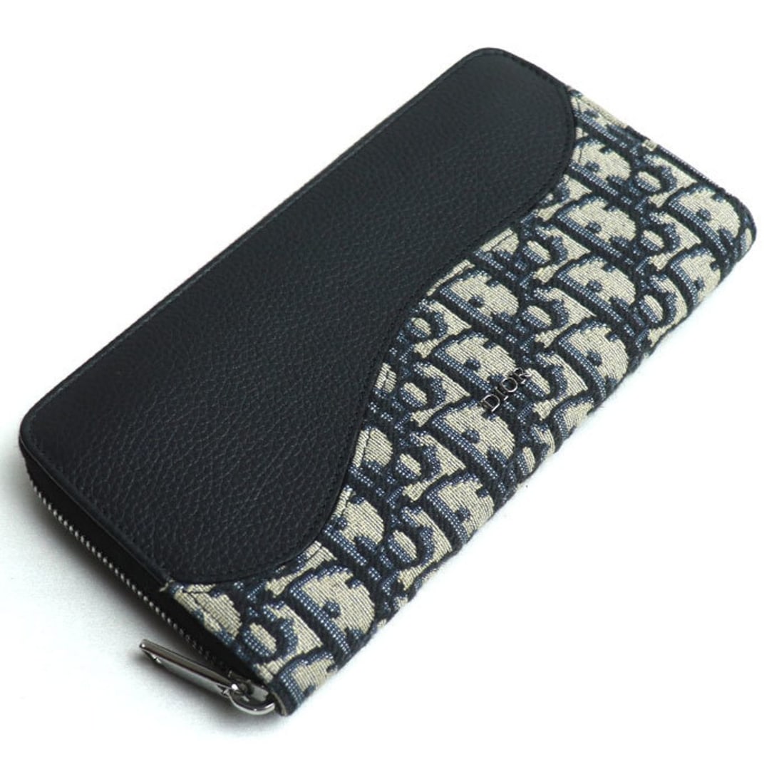 Christian Dior Pre-owned Dior Oblique Jacquard Long Zip Wallet, Navy, 2ADBC315YKS_H05E, Women's (1 of 8)