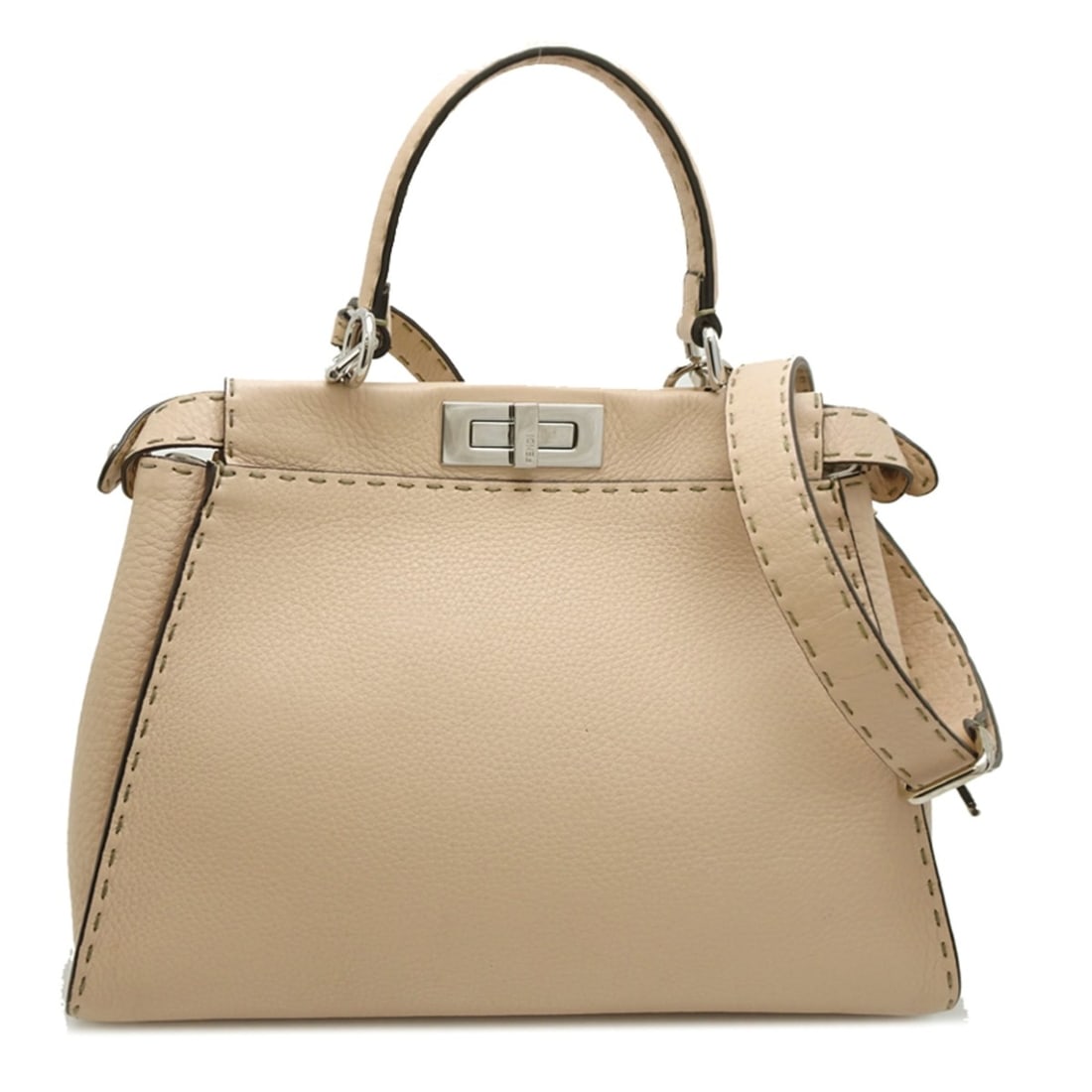 Fendi Peekaboo Selleria Bag, Women's Handbag, 8BN290, Beige Leather (1 of 11)