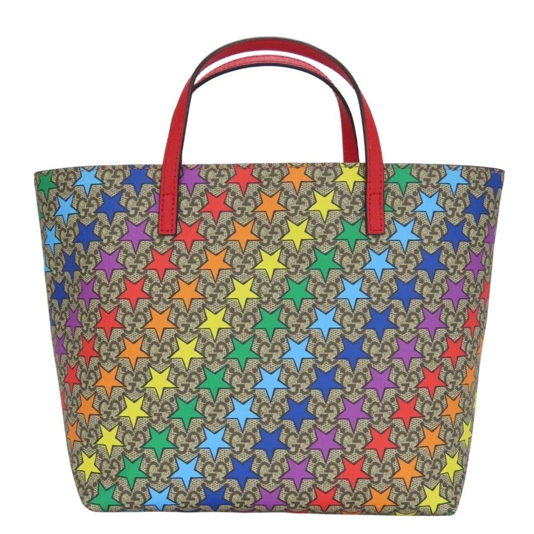 Gucci Children's Rainbow Star Handbag 410812 GG Supreme Canvas and Leather in Beige, Red,: --- Catalog ---Category: SizeWeight: 270g / 9.52oz.Size (HxWxD): 19.5cm x 27.5cm x 10.5cm / 7.67'' x 10.82'' x 4.13''Handle Length: 20cm / 7.87''Category: DesignType: HandbagColor: Beige, Multi-color,