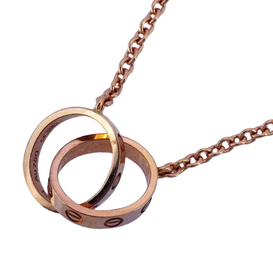 Cartier Baby Love Necklace in 18K Pink Gold for Women: --- Catalog ---Category: SizePendant Size: 9.5mm x 20.2mm / 0.37'' x 0.79''Neck Circumference: 44 cm / 17.32''Category: DesignGender: WomenMaterial: Pink gold (18K)Necklace Type: NecklaceCategory: Gen