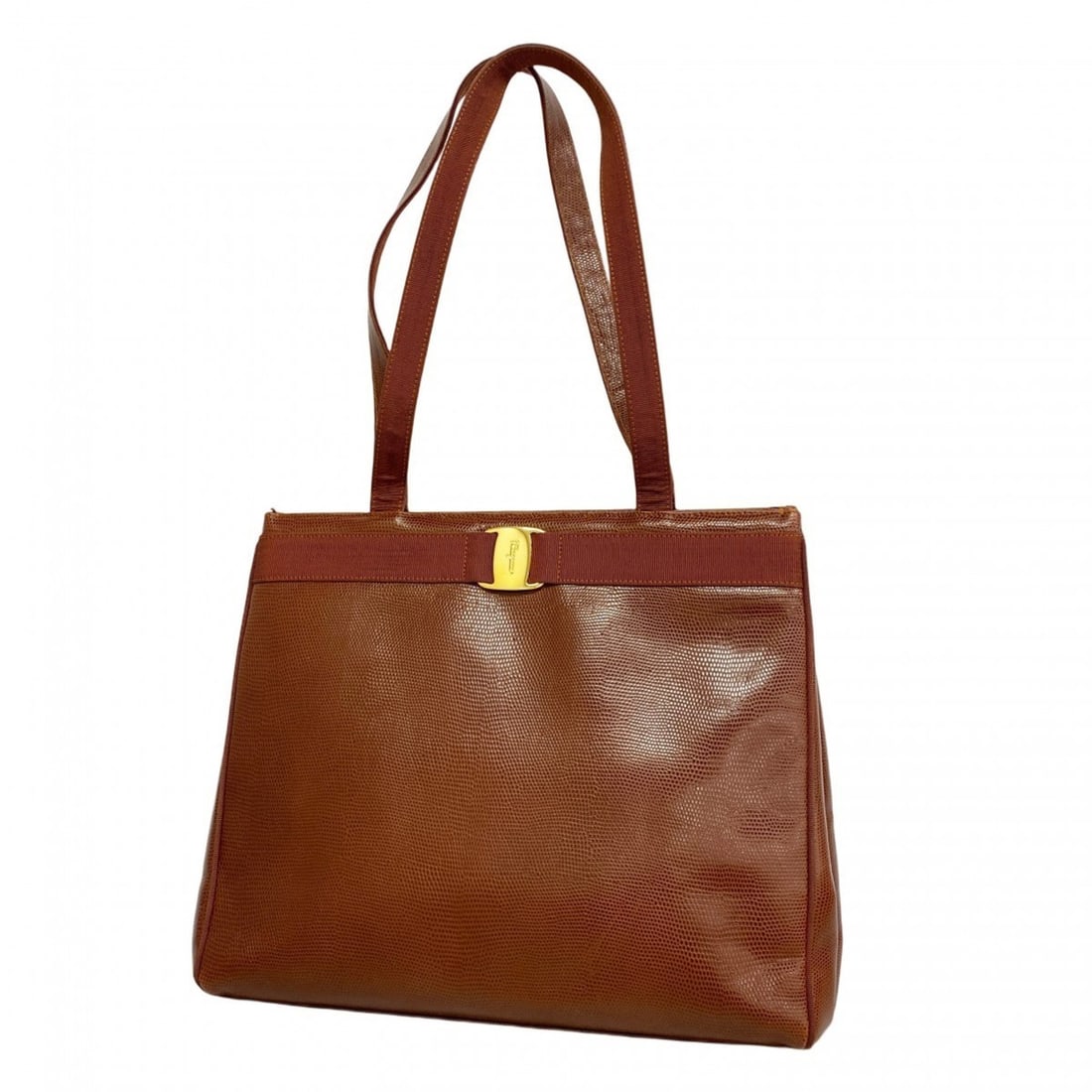 Salvatore Ferragamo Vara Leather Tote Bag, Brown, Women's (1 of 11)