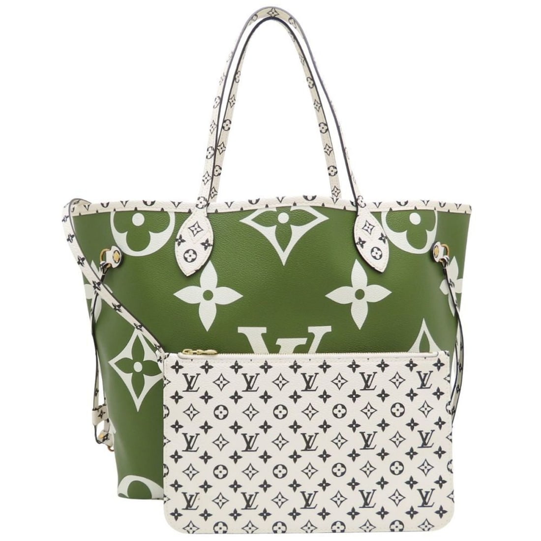 LOUIS VUITTON Monogram Giant Neverfull MM M44568 Tote Bag, Khaki and Beige, Women's, 353036: --- Catalog ---Category: SizeSize (HxWxD): 29cm x 32cm x 16cm / 11.41'' x 12.59'' x 6.29''Category: DesignType: Tote bagColor: Beige, KhakiGender: WomenClosure: HookMaterial: Monogram Category: Genera