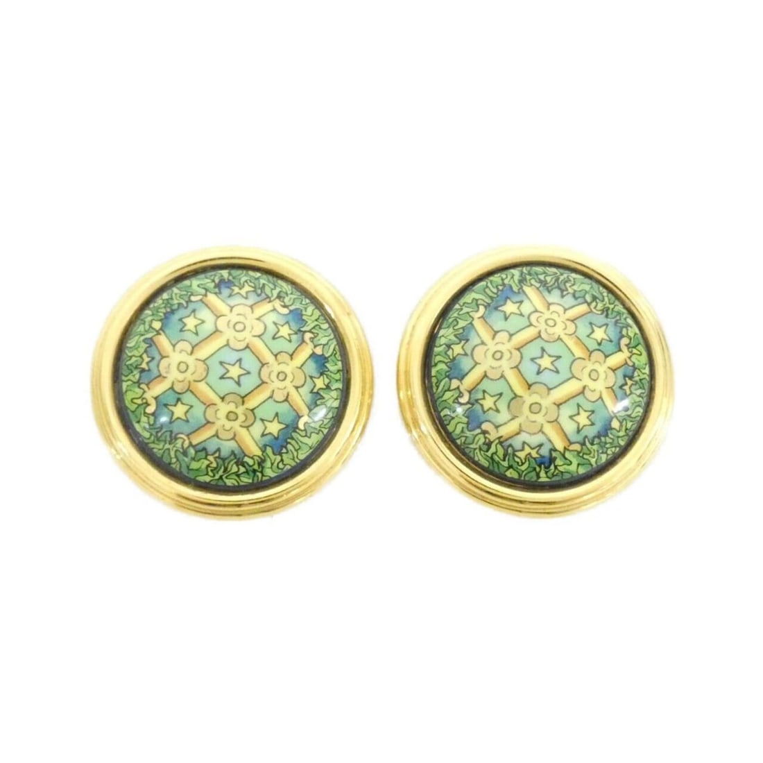 Hermes Earrings: --- Catalog ---Category: DesignType: Clip earringsColor: Gold, GreenGender: WomenCategory: GeneralBrand: Hermes--- Item List ---Section: ConditionRanking: Rank A Used - A few traces of usage, some