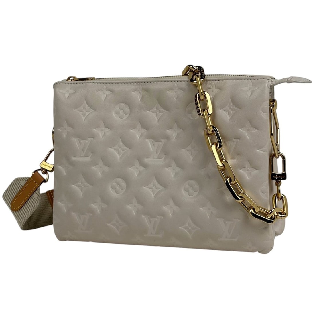 Louis Vuitton Coussin PM 2-Way Shoulder Bag/Handbag Monogram Crème (Ivory) M21262 Women's: --- Catalog ---Category: SizeSize (HxWxD): 20cm x 26.5cm x 8cm / 7.87'' x 10.43'' x 3.14''Category: DesignType: Handbag, Shoulder bagColor: Ivory, MonogramGender: WomenMaterial: Monogram , Leather Cat