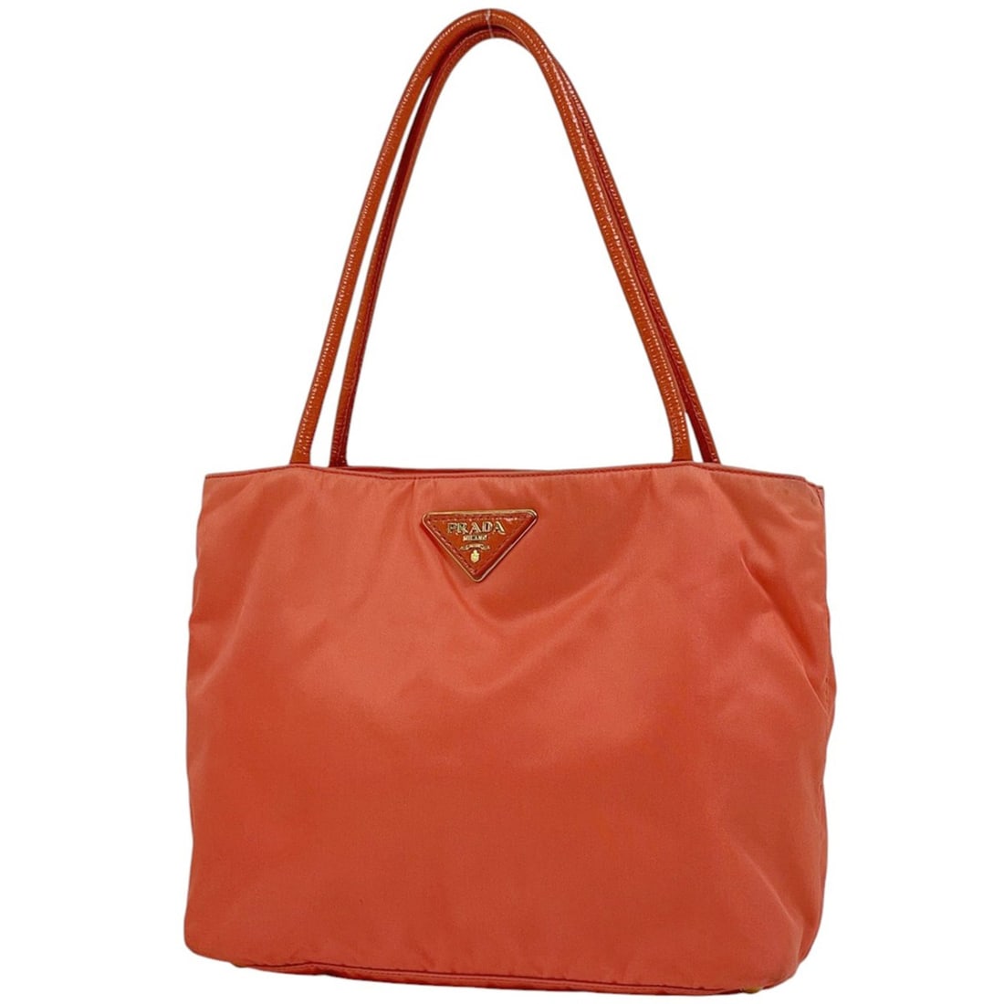 Prada Logo Plate Tote Bag, Shoulder Tessuto Nylon, Orange, BR3855, Women's: --- Catalog ---Category: SizeSize (HxWxD): 23cm x 27.5cm x 11cm / 9.05'' x 10.82'' x 4.33''Category: DesignType: Shoulder bag, Tote bagColor: OrangeGender: WomenMaterial: Nylon , Leather Category: Gen