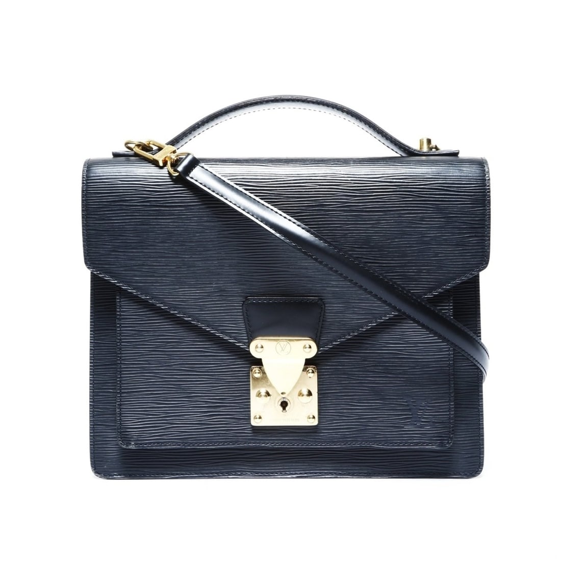 Louis Vuitton 2004 Epi Monceau Handbag in Black: --- Catalog ---Category: SizeHandle Drop: 4.00cm / 1.57''Size (HxWxD): 22cm x 27.5cm x 6cm / 8.66'' x 10.82'' x 2.36''Strap Length: 103cm - 121cm / 40.55'' - 47.63''Category: DesignType: HandbagColor: