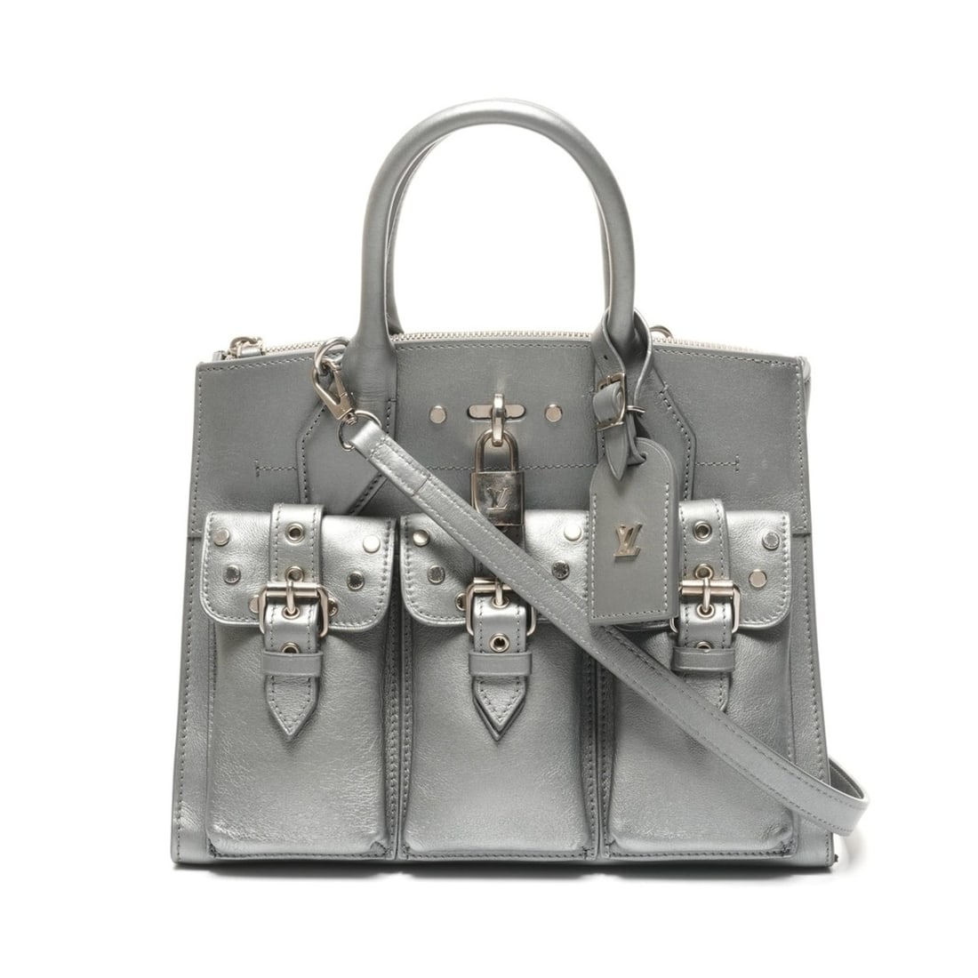 Louis Vuitton 2016 City Steamer PM Handbag in Silver: --- Catalog ---Category: SizeHandle Drop: 9.00cm / 3.54''Size (HxWxD): 21cm x 26cm x 12cm / 8.26'' x 10.23'' x 4.72''Strap Length: 112cm / 44.09''Category: DesignType: HandbagColor: SilverGender: Wome