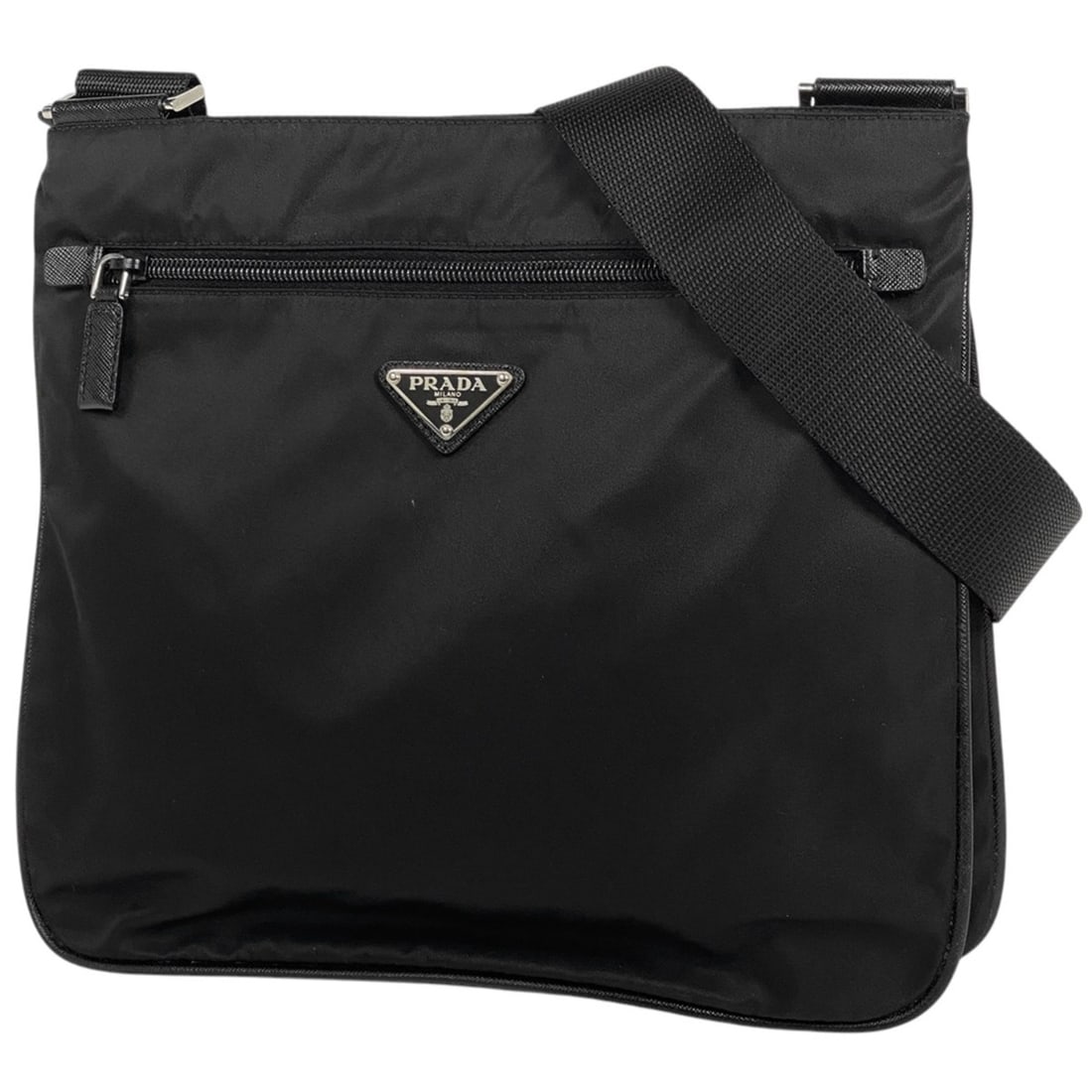 Prada Logo Plate Shoulder Bag, Crossbody Tessuto Nylon, Nero (Black), VA0563, Women's (1 of 8)
