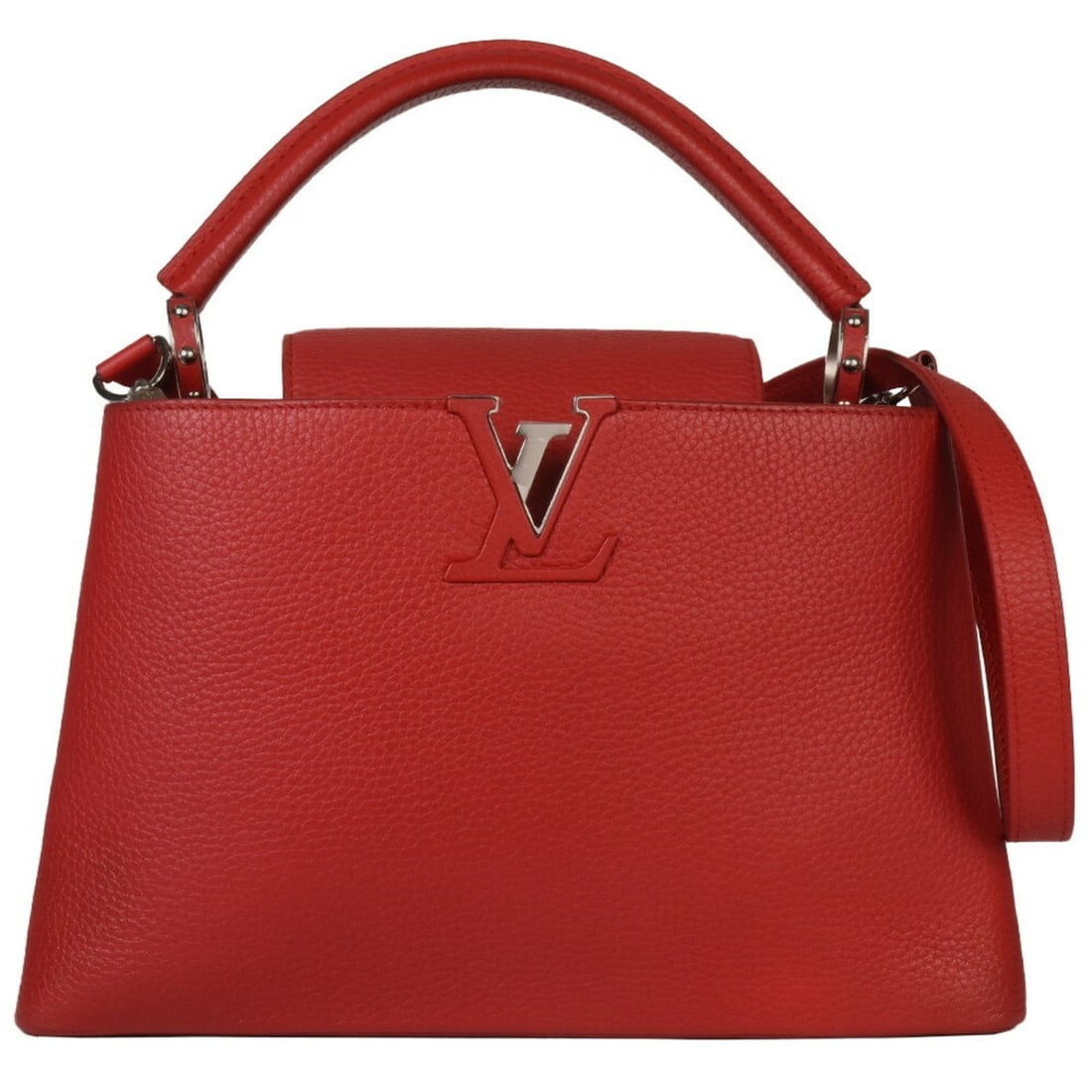Louis Vuitton Capucines PM (MM) Handbag, 2-Way, M42237, Ruby, Silver Hardware, SP0196, Red (1 of 15)