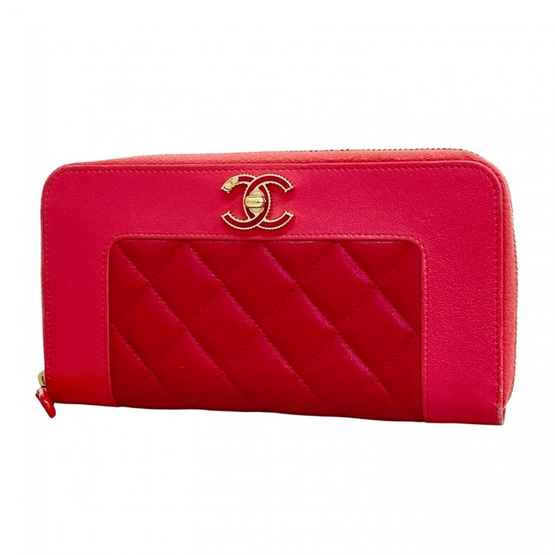 Chanel Mademoiselle Long Wallet, Lambskin, Pink, Champagne, Women's (1 of 10)